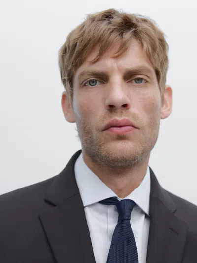 Massimo Dutti 100% Wool Suit Blazer In Black