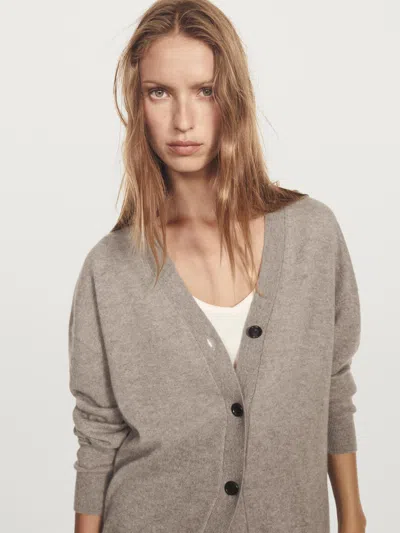 Massimo Dutti 100% Cashmere V In Gray