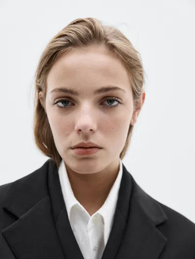 Massimo Dutti Long 100% Wool Coat In Multi