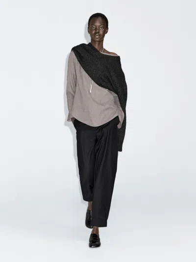 Massimo Dutti Wool Blend Sarouel Trousers With Buckle In Multi