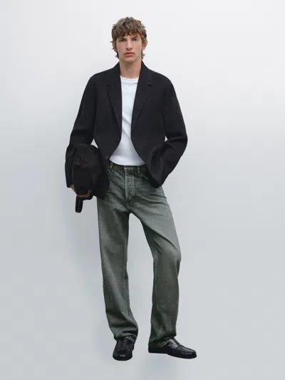 Massimo Dutti Wool Blend Blazer In Animal Print