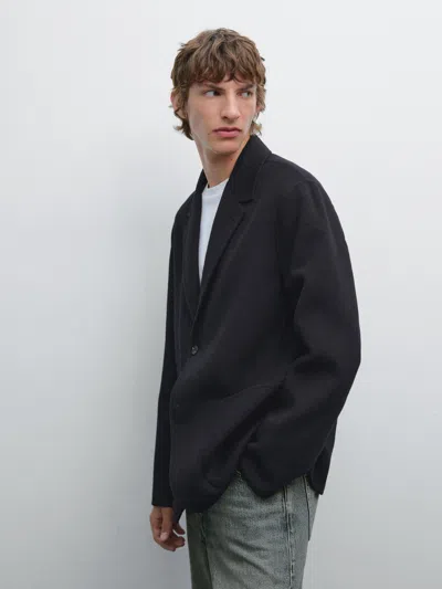 Massimo Dutti Wool Blend Blazer In Animal Print