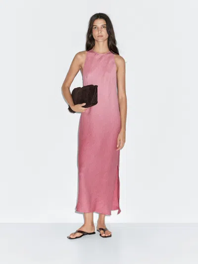 Massimo Dutti Long Halter Dress In Pink