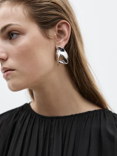 Massimo Dutti Flowing Balloon Blouse In Black