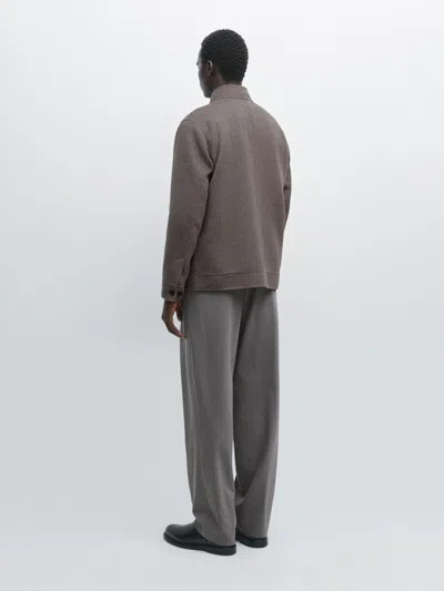 Massimo Dutti Double Wool Blend Jacket In Gray