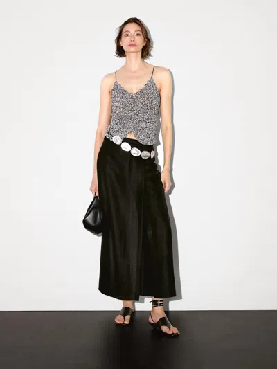 Massimo Dutti Long Linen Blend Skort In Black