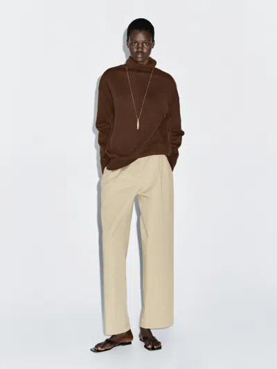 Massimo Dutti Wool Blend Knit Turtleneck Sweater In Brown