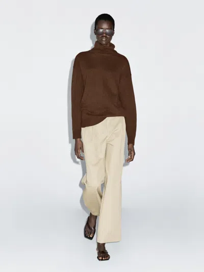 Massimo Dutti Wool Blend Knit Turtleneck Sweater In Brown