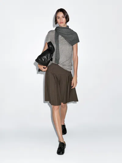 Massimo Dutti Short Box Pleat Sash Skirt In Green