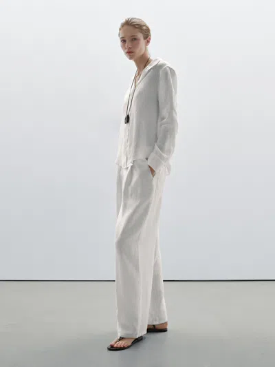 Massimo Dutti 100% Linen Open Collar Shirt