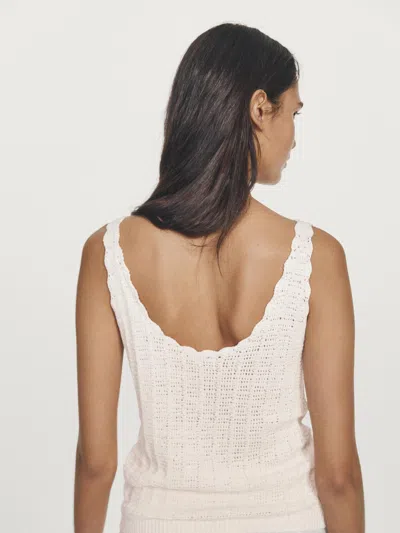 Massimo Dutti Crochet Top With Button Details In Multi