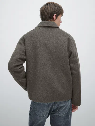 Massimo Dutti Short Wool Blend Coat With Padded Lining In Multi