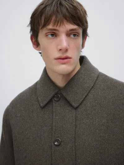 Massimo Dutti Short Wool Blend Coat With Padded Lining In Multi