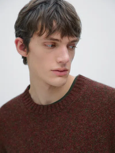 Massimo Dutti Wool Blend Sweater With Crew Neck In Multi