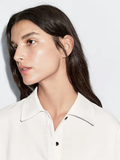 Massimo Dutti Short Sleeve Bat Sleeve Shirt In Blue