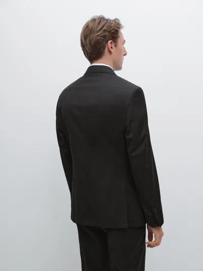 Massimo Dutti 100% Wool Suit Blazer In Black