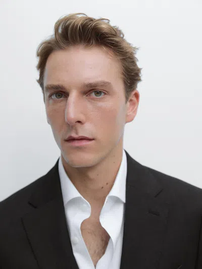 Massimo Dutti 100% Wool Suit Blazer In Black