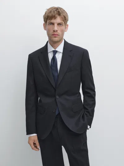 Massimo Dutti Wool Blend Suit Blazer In Multi