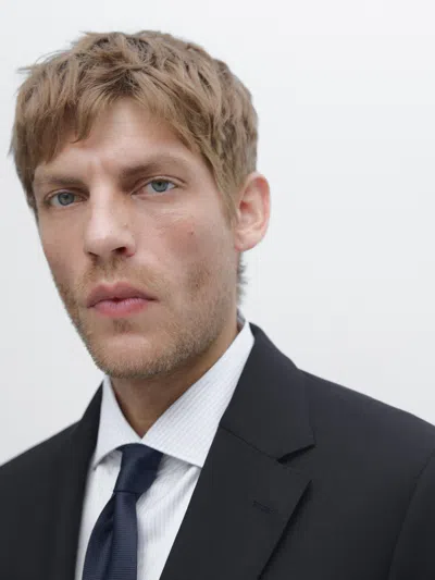 Massimo Dutti Wool Blend Suit Blazer In Multi