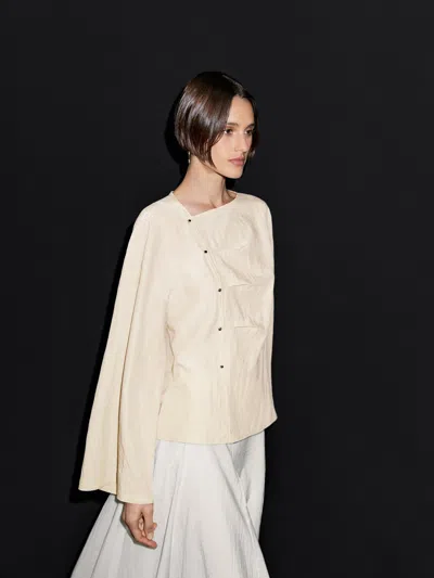 Massimo Dutti Long Sleeve Blouse With Side Button Fastening In Multi