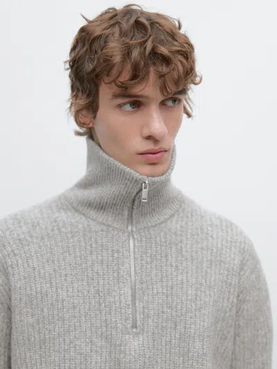 Massimo Dutti 100% Wool Mock Neck Jumper In Multi