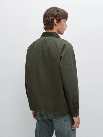 Massimo Dutti Jacket With Leather Collar Detail In Multi