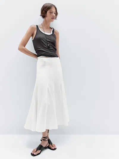 Massimo Dutti Midi Skirt With Yoke And Flounce