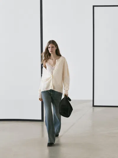 Massimo Dutti 100% Wool Cable In Neutral