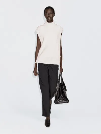 Massimo Dutti Sleeveless High Neck Sweater In White