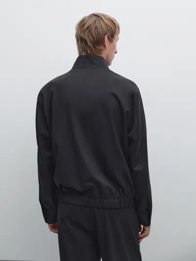 Massimo Dutti Double Wool Blend Jacket In Black