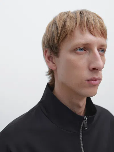 Massimo Dutti Double Wool Blend Jacket In Black