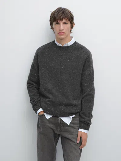 Massimo Dutti Crew Neck Sweater In 100% Wool In Multi