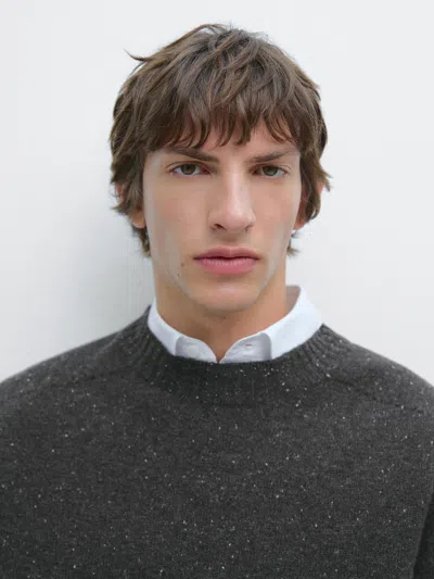 Massimo Dutti Crew Neck Sweater In 100% Wool In Multi