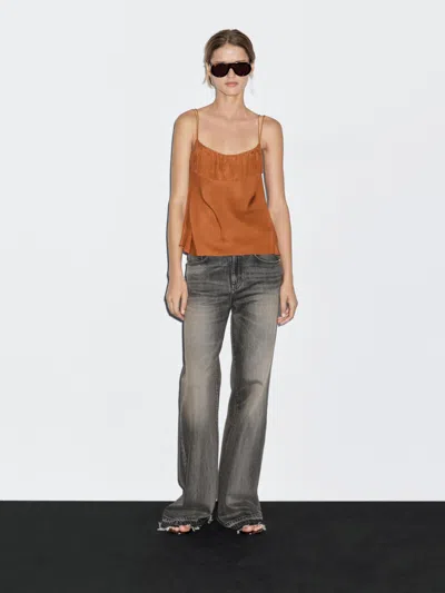 Massimo Dutti Flowing Top With Draped Detail In Animal Print