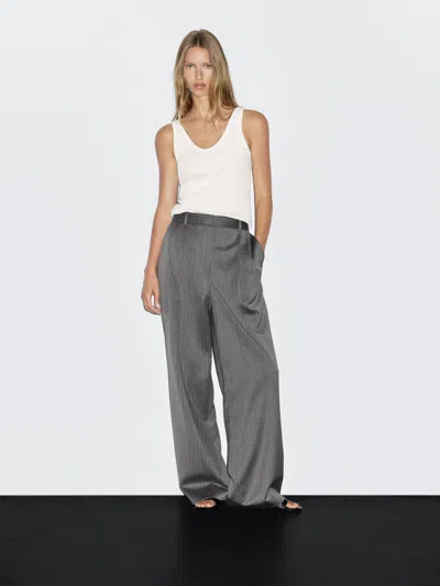 Massimo Dutti 100% Wool Pinstripe Trousers In Multi