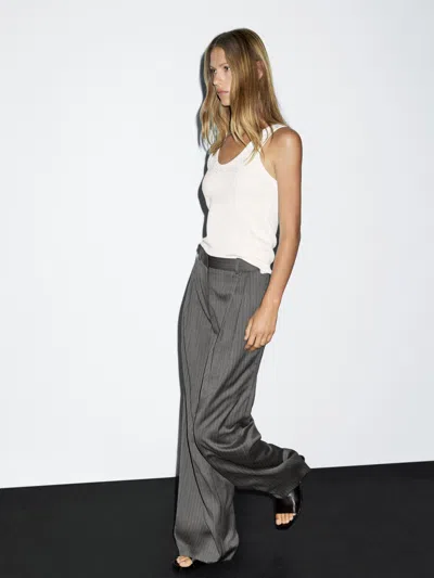 Massimo Dutti 100% Wool Pinstripe Trousers In Multi