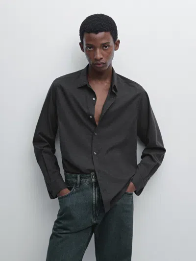 Massimo Dutti Regular Fit Micro In Gray