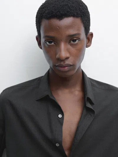 Massimo Dutti Regular Fit Micro In Gray