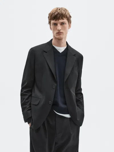 Massimo Dutti Flannel Suit Blazer In Multi