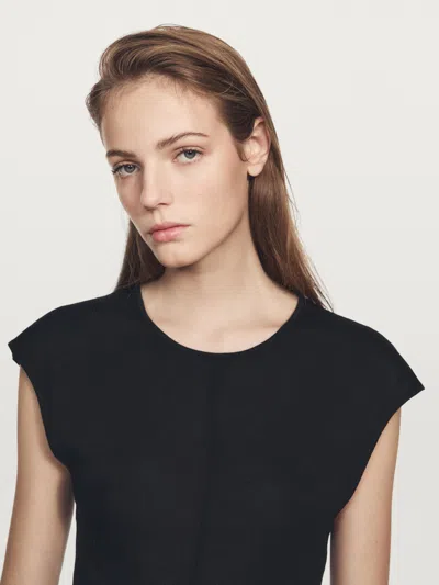 Massimo Dutti Long Contrast Dress In Multi