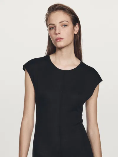 Massimo Dutti Long Contrast Dress In Multi