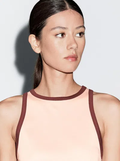 Massimo Dutti 100% Cotton Halter Top With Contrast Detail In Animal Print