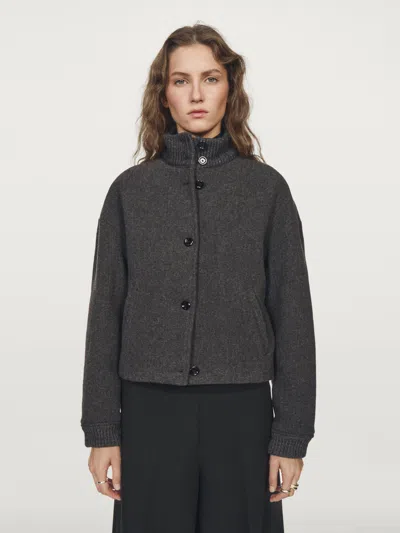 Massimo Dutti Wool Blend Bomber Jacket In Multi