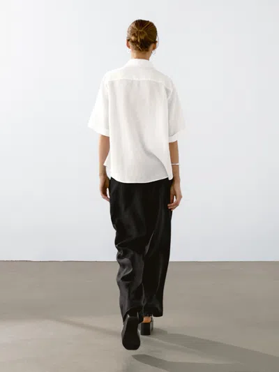 Massimo Dutti 100% Linen Short Sleeve Shirt In White