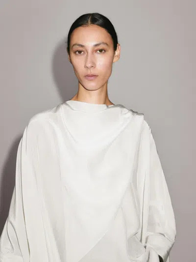 Massimo Dutti Short Flowing Cape With Sleeve Detail In White