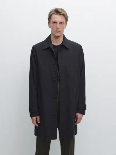 Massimo Dutti Lightweight Trench Coat With Hidden Buttons In Multi