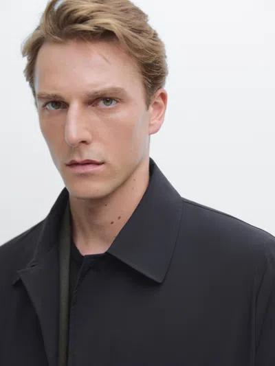 Massimo Dutti Lightweight Trench Coat With Hidden Buttons In Multi