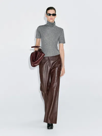 Massimo Dutti Nappa Leather Trousers In Animal Print