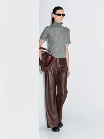 Massimo Dutti Nappa Leather Trousers In Animal Print