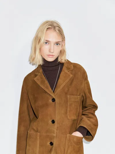 Massimo Dutti Suede Leather Blazer With Pockets